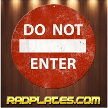 Vintage style Round Man Cave Garage Do Not Enter Warning Aluminum Sign 12&quot; - $21.75