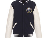 NHL Buffalo Sabres Reversible Fleece Jacket PVC Sleeves 2 Front Logos Navy - $119.99
