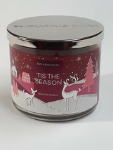 (1) Bath &amp; Body Works Tis The Season Burgundy 3-Wick Scented Candle - 14.5 oz. - £14.39 GBP