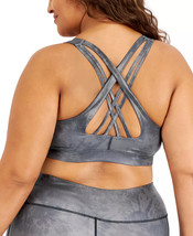 Sports Bra Low Impact Foiled Strappy Dark Grey Plus Size 1X IDEOLOGY $29... - £7.06 GBP