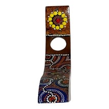 Gorgeous Australian Wooden Balancing Wine Bottle Holder with Aboriginal ... - $28.04