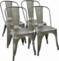 Metal Dining Chairs Set Of 4 Indoor Outdoor Patio Chairs 18 Inch Seat Height - $142.97