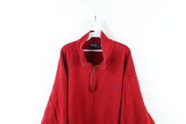 Vtg 90s Ralph Lauren Mens 2XB Faded Cotton Ribbed Knit Half Zip Pullover Sweater - £54.14 GBP