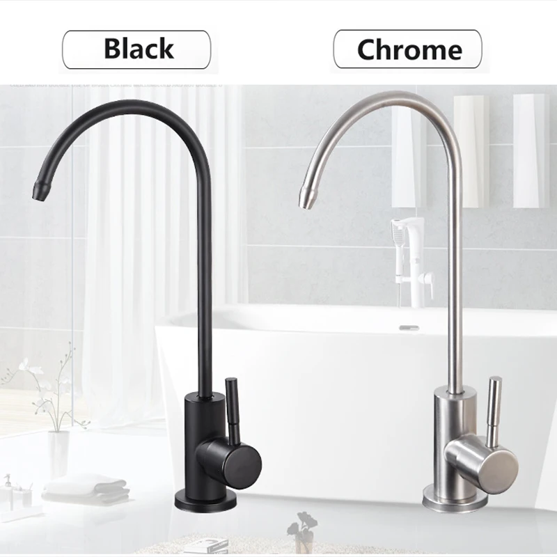 House Home Matte Black Direct Drinking Faucets Stainless Steel Kitchen Tap For A - £55.94 GBP