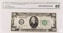 1934-C $20 Federal Reserve Note in Gem Uncirculated Condition FR #2057-G - £116.28 GBP