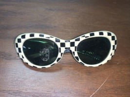 Vintage 60s Foster Grant Green Lens White Black Checkered Rockabilly Sunglasses - £60.25 GBP