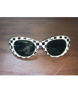 Vintage 60s Foster Grant Green Lens White Black Checkered Rockabilly Sun... - $105.18 CAD