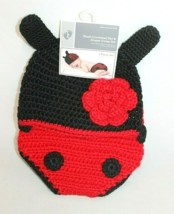 Nwt Ladybug Set 2 Piece Set Red &amp; Black Baby Hand Crocheted Hat &amp; Diaper Cover - £8.00 GBP