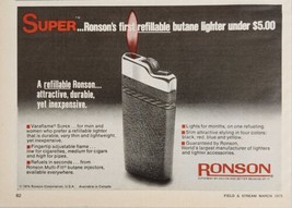 1975 Magazine Advertisement Ronson Varaflame Super Cigarette Butane Ligh... - $12.58