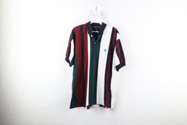 Vintage 90s Streetwear Mens Medium Faded Striped Color Block Collared Golf Polo - £31.61 GBP