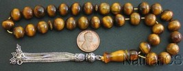 Prayer Beads Tesbih Komboloi Tiger Eye &amp; Sterling 10MM Beads Perfect Complete - £138.16 GBP