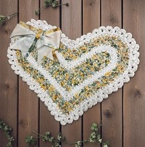 Vintage Braided Heart Shaped Rag Throw Rug with Bow Cottage Core Farmhou... - $54.44