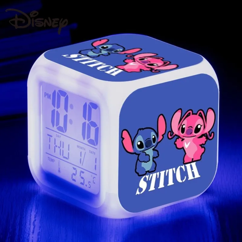 Lilo and Stitch Disney Alarm Clock Kawaii Cartoon Anime -8x8x8CM Stitch-20 - $10.52