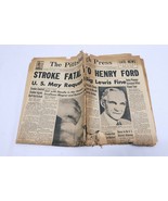 ORIGINAL Vintage Apr 8 1947 Pittsburgh Press Newspaper Death of Henry Ford - $98.99