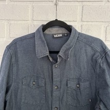 VANS Off The Wall Button Up Shirt Mens Large Dark Blue Skate Surf Pockets - £13.94 GBP