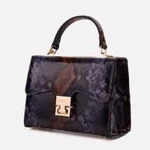 The Venezia Navy Blue Leather Snk Handbag image 3