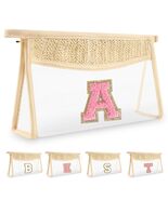 Personalized Initial Small Boho Straw Clear Makeup Bag Waterproof PVC Tr... - €10,28 EUR