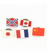 Flag Lapel Pins Canada Japan France  China about .6&quot; x .4&quot;  Lot of 5 - $12.08 CAD