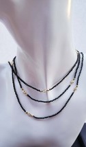 Black Spinel beaded necklace Long layering necklace reversible gemstone necklace - £58.46 GBP