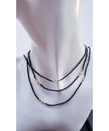 Black Spinel beaded necklace Long layering necklace reversible gemstone ... - £56.71 GBP