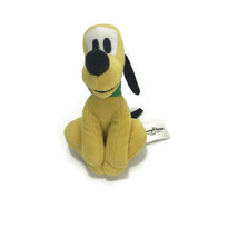 Disney Pluto Dog Plush Stuffed Toy Green Collar 5&quot; Play Soft Pet Toy Gift - £13.10 GBP