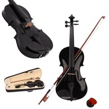 Black Basswood 4/4 Adult Acoustic Right Handed Violin W/ Case Bridge Bow... - $82.99