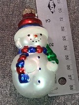 Old World Style Glass Christmas Tree Ornament Snowman with Tree - £4.85 GBP