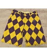 Mens Golf LSU Tigers Purple/Yellow Argyle Bermuda 34 shorts - £33.67 GBP
