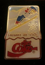 Diet Coke Calgary Jumper Skier  88 Winter Olympic  Lapel Pin - £2.72 GBP