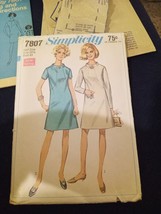 Vtg 68 Simplicity Pattern 7807 Misses Shift Dress Sz 20.5 B 43 Cut&amp;complete - £6.34 GBP