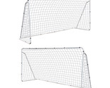 2Pcs Soccer Goal Net 12 X 6&#39; Steel Post Frame Backyard Football Training... - £151.19 GBP