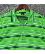 Tiger Woods Shirt Mens XL Green Striped Golf Polo Stretch Dri Fit - £22.21 GBP