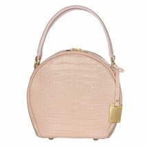 AURA Italian Made Pink Crocodile Embossed Leather Medium Round Tote Handbag - £316.18 GBP