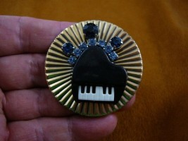 (m322-10) Piano keys I love music blue stones circle brass pin pendant p... - €14,53 EUR