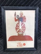 Framed COCA COLA Ad Advertisement Vintage 1960’s Football Player 11”x9” - $11.88