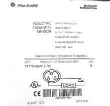 NEW ALLEN BRADLEY 871TM-B4N12-N3 PROX. SENSOR 871TMB4N12N3, SER. B - $68.95