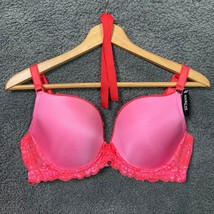 New ADORE ME Push Up T-Shirt Padded Underwire Pink Red Contour Lace Bra 36D - £15.63 GBP