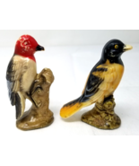 Red Headed Woodpecker and Baltimore Oriole Miniature Bird Sculptures Jap... - $18.95