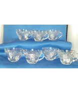 Set of 7 PUNCH BOWL CUPS with GRAPEVINE pattern - Clear Glass - £14.85 GBP