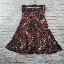 LuLaRoe Womans Skirt Extra Small Azure Floral on Black Pattern Midi Flar... - £13.65 GBP