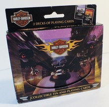 HARLEY DAVIDSON 2 Decks Playing Cards In Collectible Tin 2002 NEW IN BOX... - £14.60 GBP