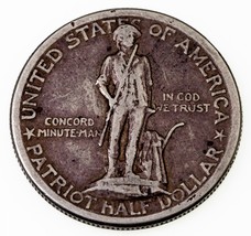 1925 50C Lexington Commemorative Half Dollar in Very Fine VF Condition - $54.86