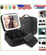 Black Travel Makeup Train Case with 4K Mirror &amp; LED Lights - Perfect for... - $959.90 MXN