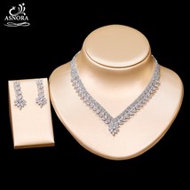 Elegant Bridal Prom Party 2-Piece Set, Women&#39;s Earrings And Cubic Zircon... - $50.37