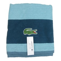 Lacoste Bath Towel 30" x 52" Cotton Blue Teal Big Embroidered Crocodile Logo NEW - $26.87