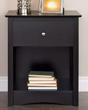 Prepac Nightstand w/ Drawer and Bottom Shelf Durable Particle Board Black - $137.61