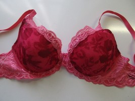 Natori 730023 Feathers Demi Plunge Underwire Bra Pink 32DD $68 B3197 - $21.83