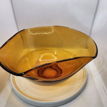Anchor Hocking Chip Bowl Amber glass folded edge /triangle - £9.10 GBP