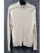 BKE Buckle Sweater Jacket Men Medium Tan Brown Full Front Zip Ribbed Lon... - $22.05