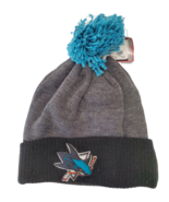 Reebok San Jose Sharks Cuffed Knit Pom Gray One-sized - $20.35 CAD